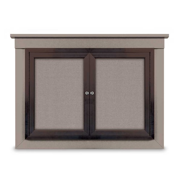 36"x36" 1-Door Enclosed Letterboard, Burgundy/Lt Oak